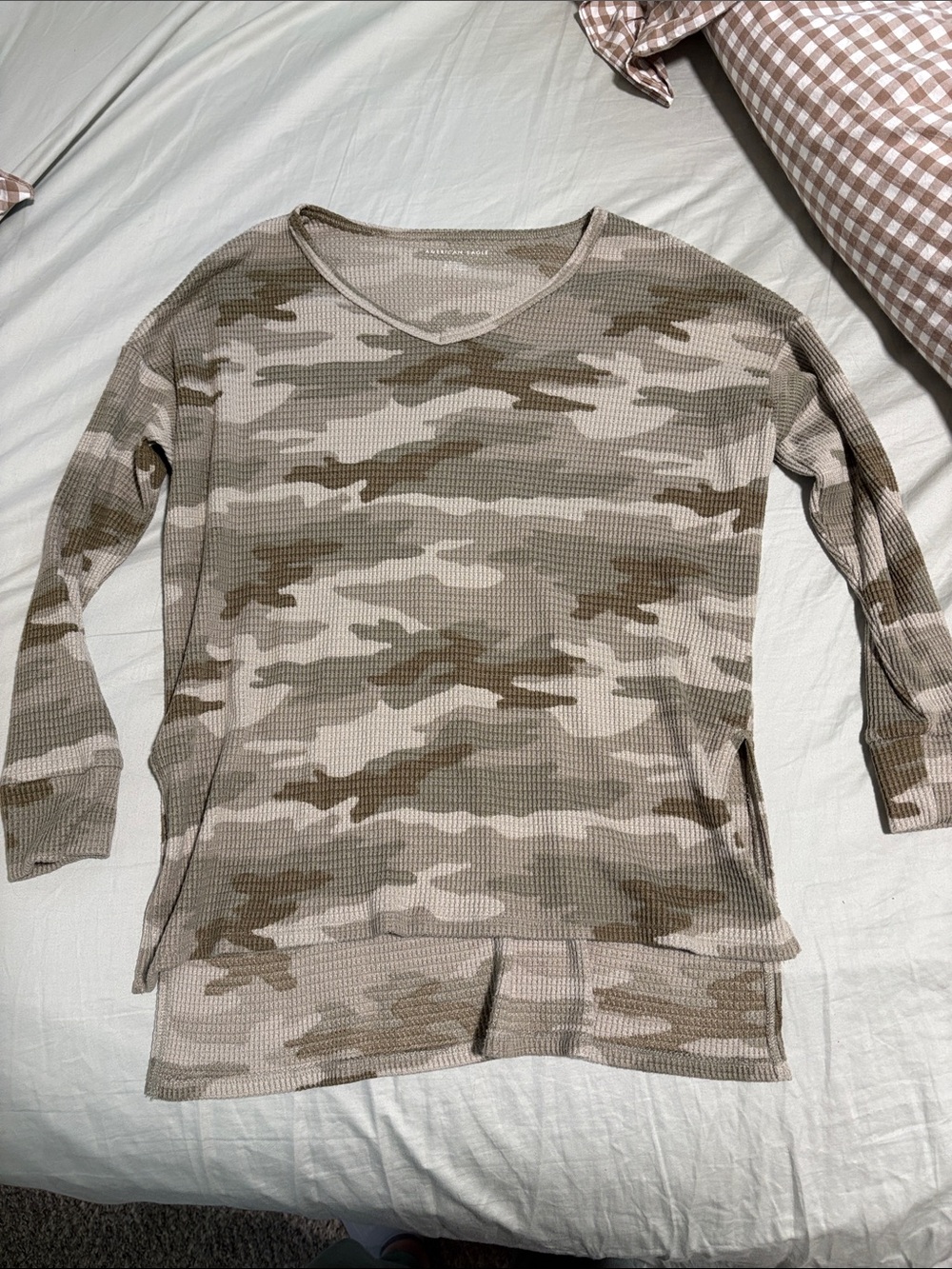 American Eagle Outfitters Waffle Knit Top in Taupe